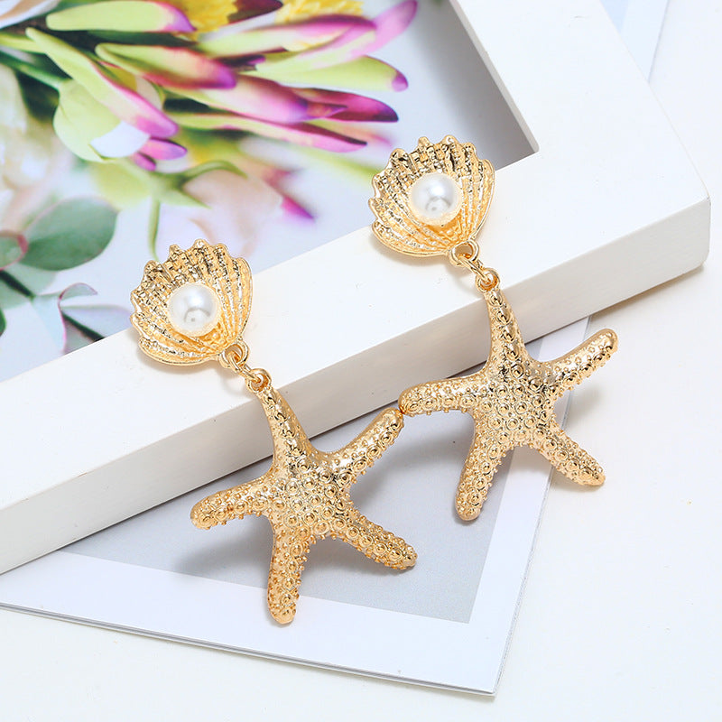 Wholesale Alloy Shell Starfish Earrings